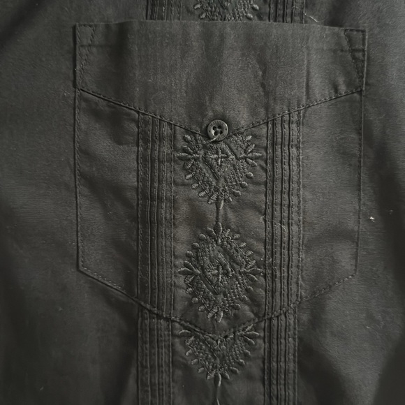The Havana Co. Men's Guayabera Shirt Black Medium - Picture 3 of 8